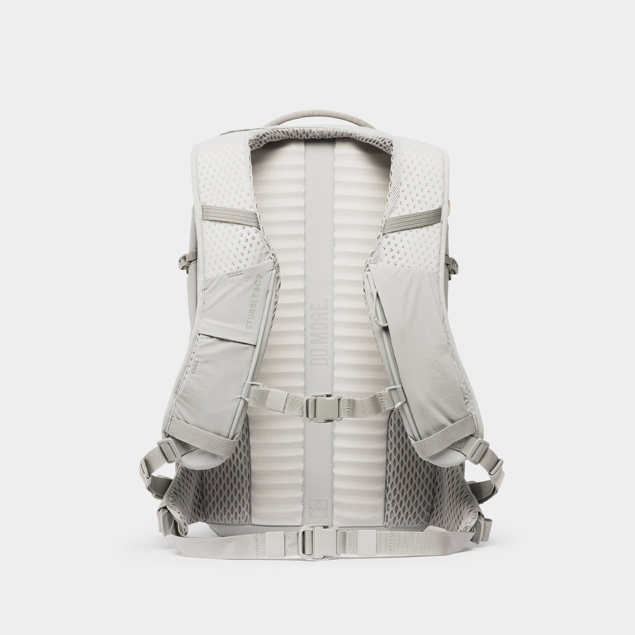 A studio shot of the back panel and adjustable chest straps on an Ash Motion Backpack 20L