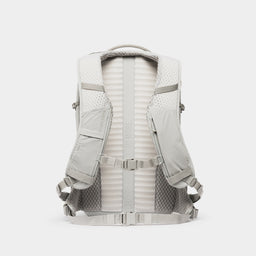 A studio shot of the back panel and adjustable chest straps on an Ash Motion Backpack 20L