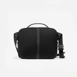 A studio shot of the breathable back panel on the Charcoal Motion Sling 15L