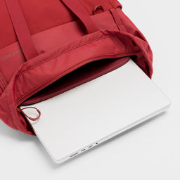 A studio shot of the interior laptop compartment of the Magma Motion Tote Pack 18L