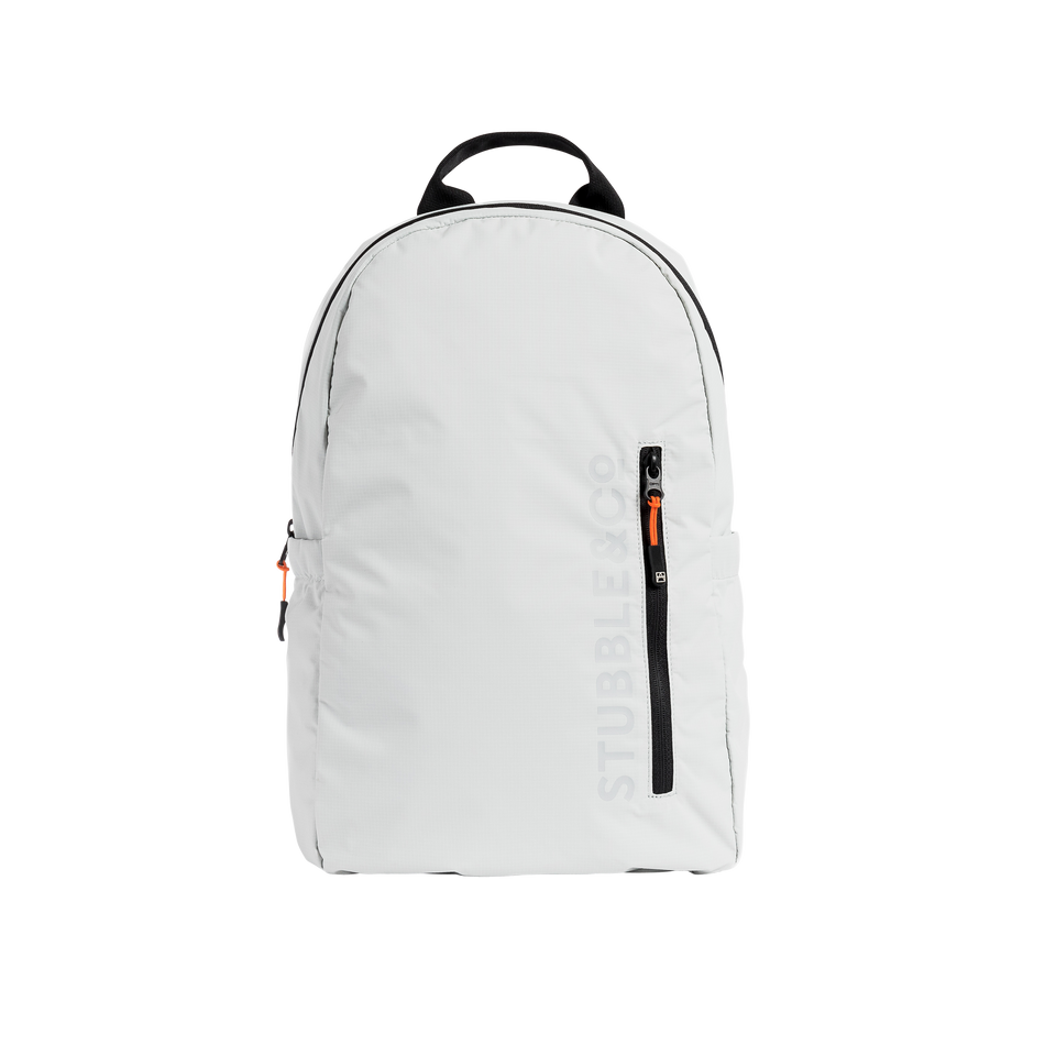 A studio shot of the front and side of a Packable Backpack as cut out transparent PNG- white