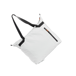 A studio shot of the front and side of a Packable Tote as cut out transparent PNG- white