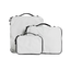 A studio shot of the front and side of a Packing Cube set of 3 as cut out transparent PNG- white