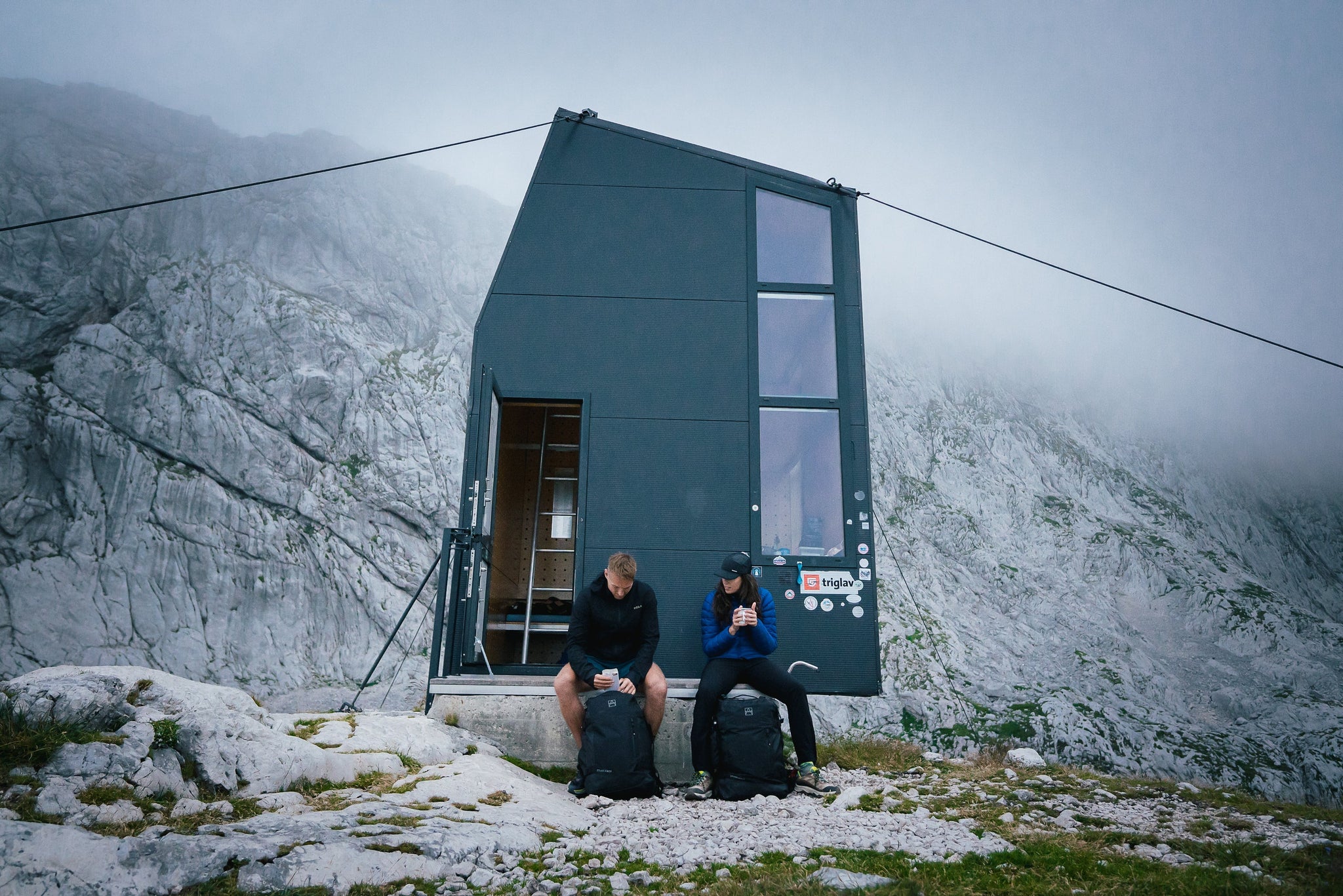 People sitting on a mountain