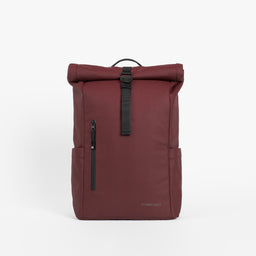 A studio shot of the Front of the Roll Top 15L in Garnet Red