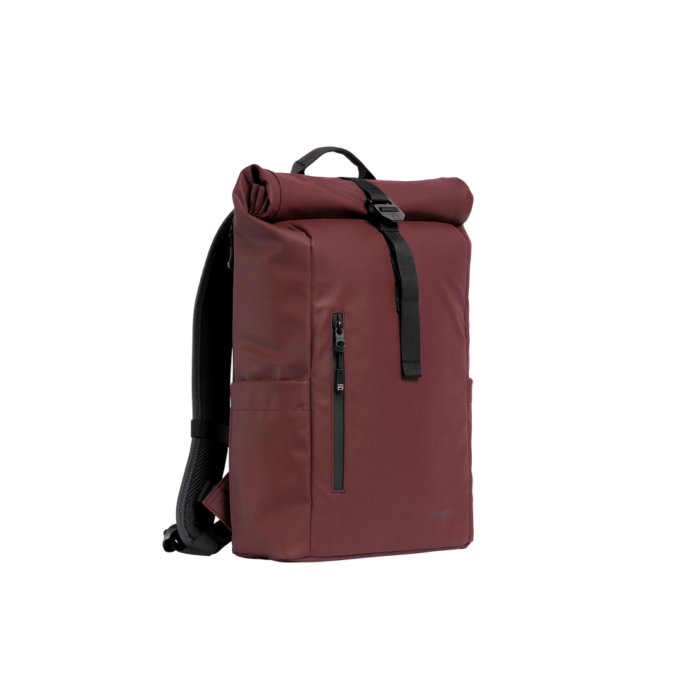 A studio shot of the front and side of a Roll Top 15L as cut out transparent PNG- red