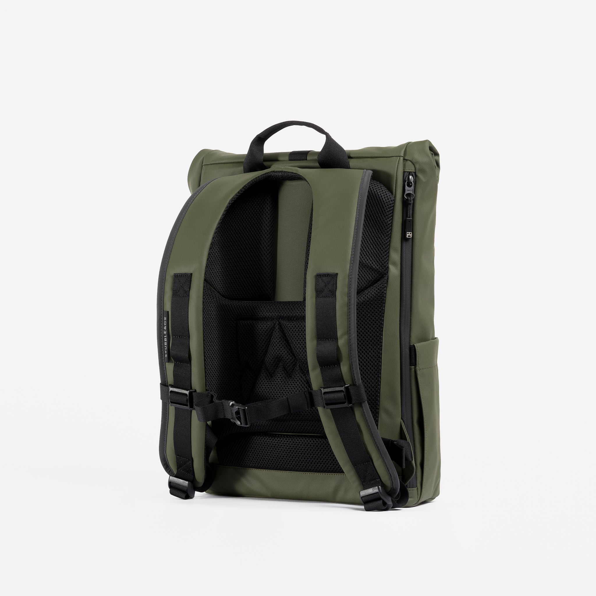 A studio shot of the Urban Green Roll Top 15L showing the adjustable chest straps and back panel