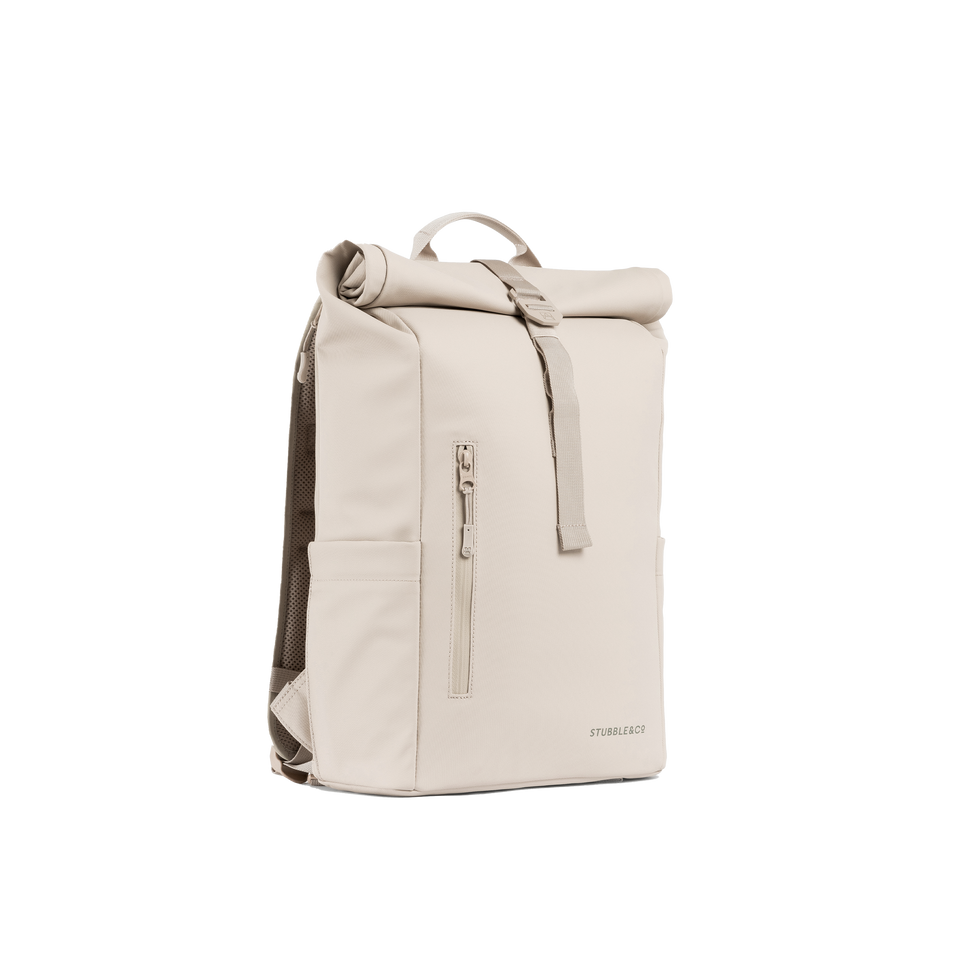 A studio shot of the front and side of a Roll Top 15L as cut out transparent PNG- tonal sand