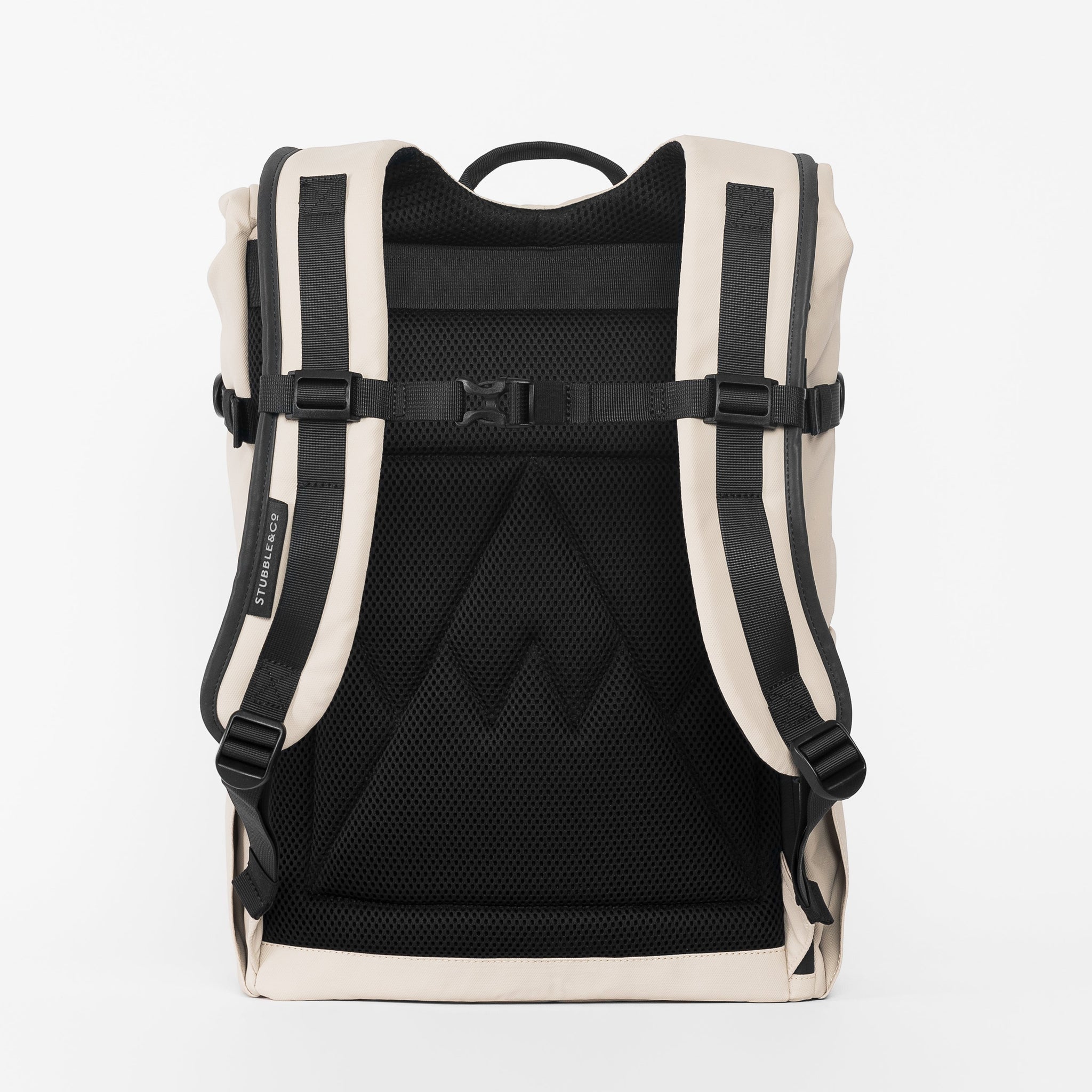 a studio shot of the back panel on a roll top in Sand