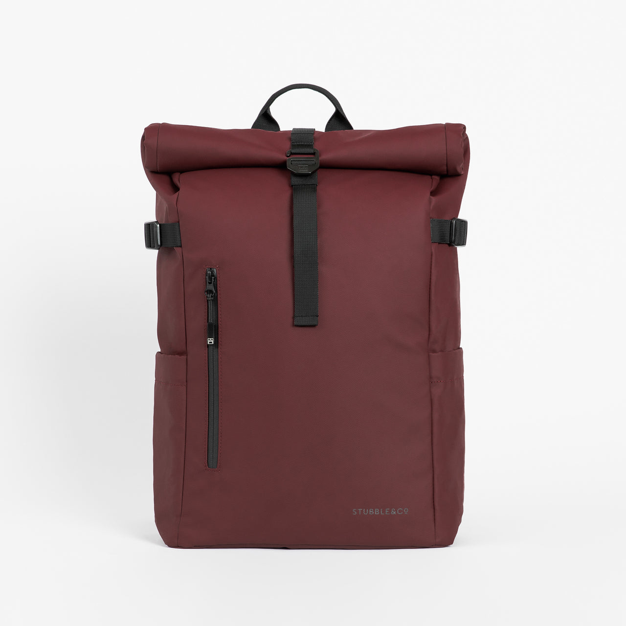 A studio shot of the front of the Roll Top 20L in Garnet Red