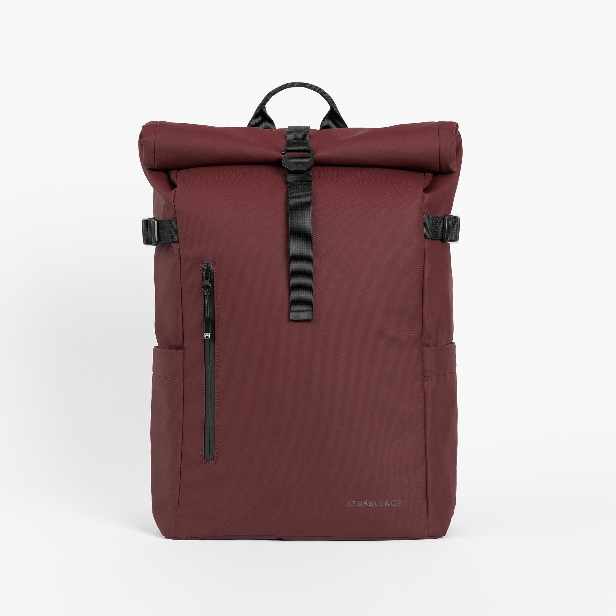 A studio shot of the front of the Roll Top 20L in Garnet Red