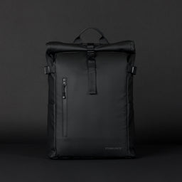 Front view of The Roll Top 20L Backpack in All Black