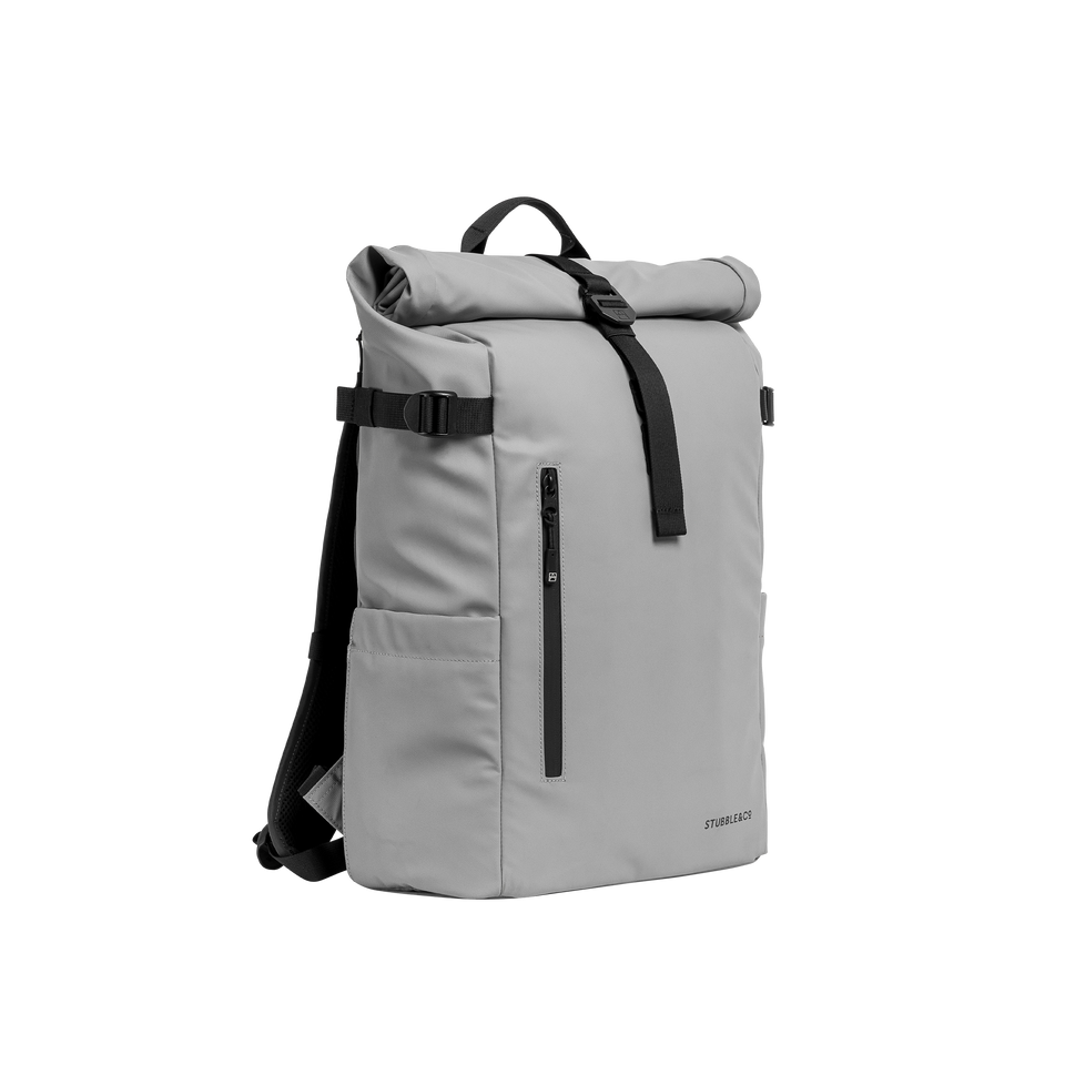 A studio shot of the front and side of a Roll Top 20L as cut out transparent PNG-  concrete