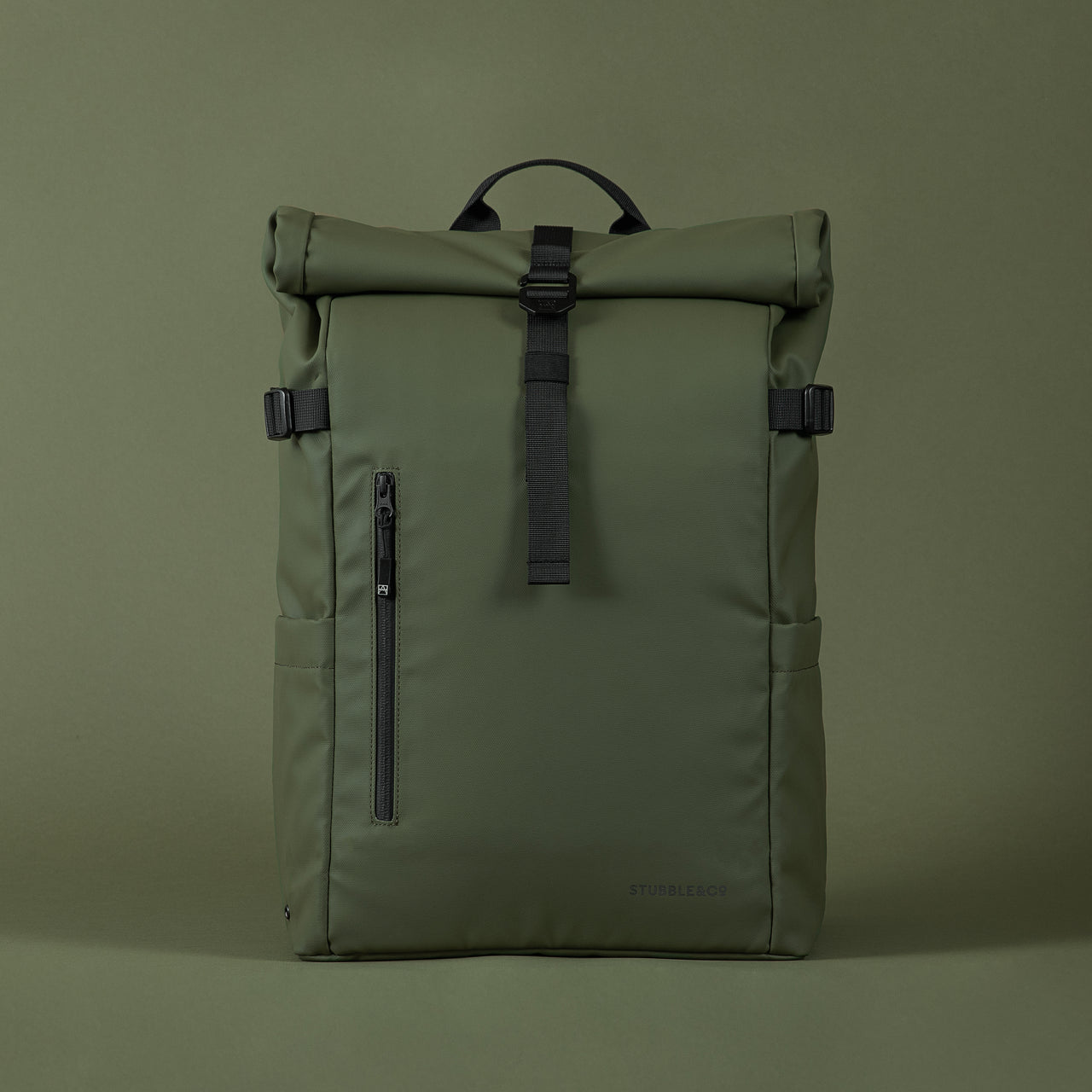 Front view of The Roll Top in Urban Green