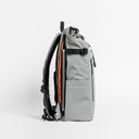 Side view of The Roll Top in Concrete with laptop compartment