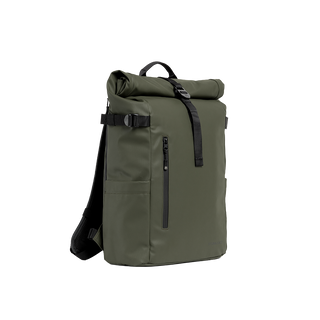 The Roll Top 20L backpack in Transit Green at a side angle