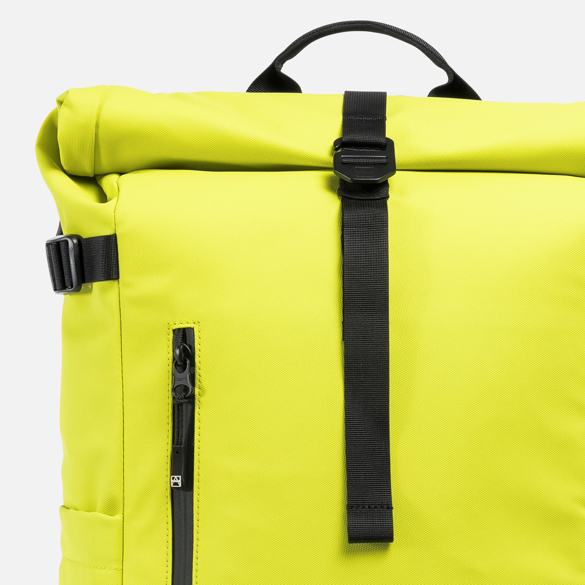 A studio shot of the roll and g-hook closure on the Volt Roll Top 20L