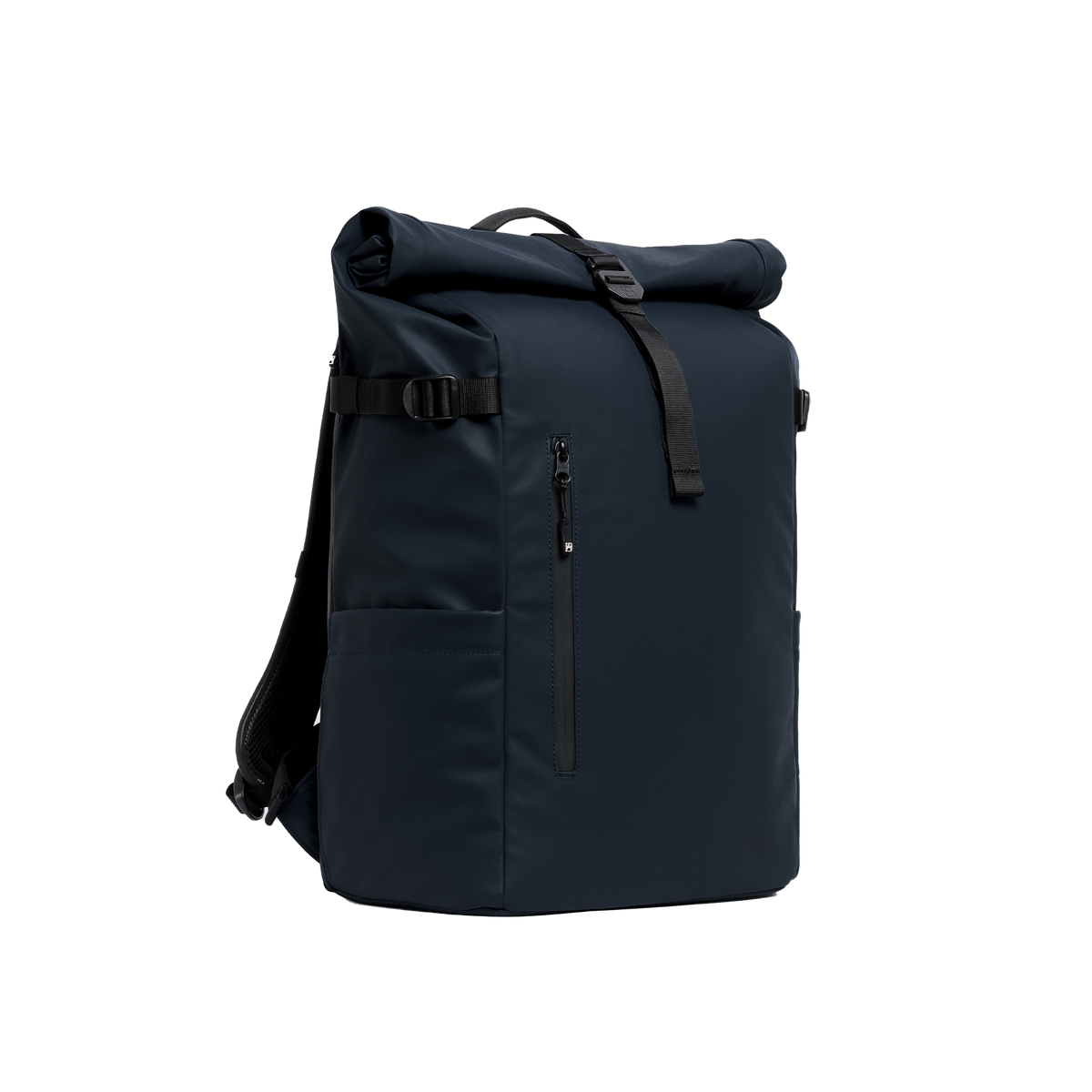 The Roll Top 30L in Midnight Blue at a side angle