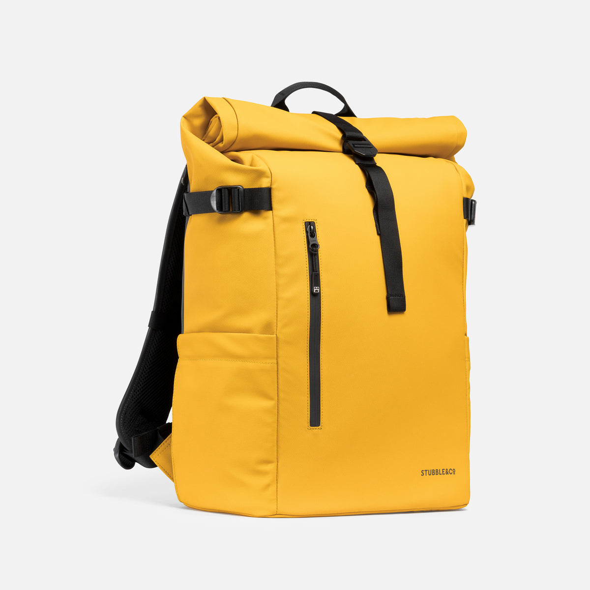 A studio shot of the front and side of the Roll Top 30L in Yellow