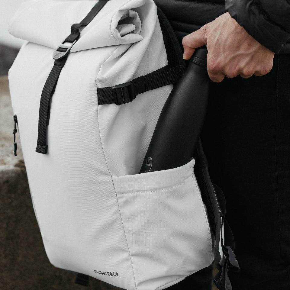 Roll Top backpack with water bottle