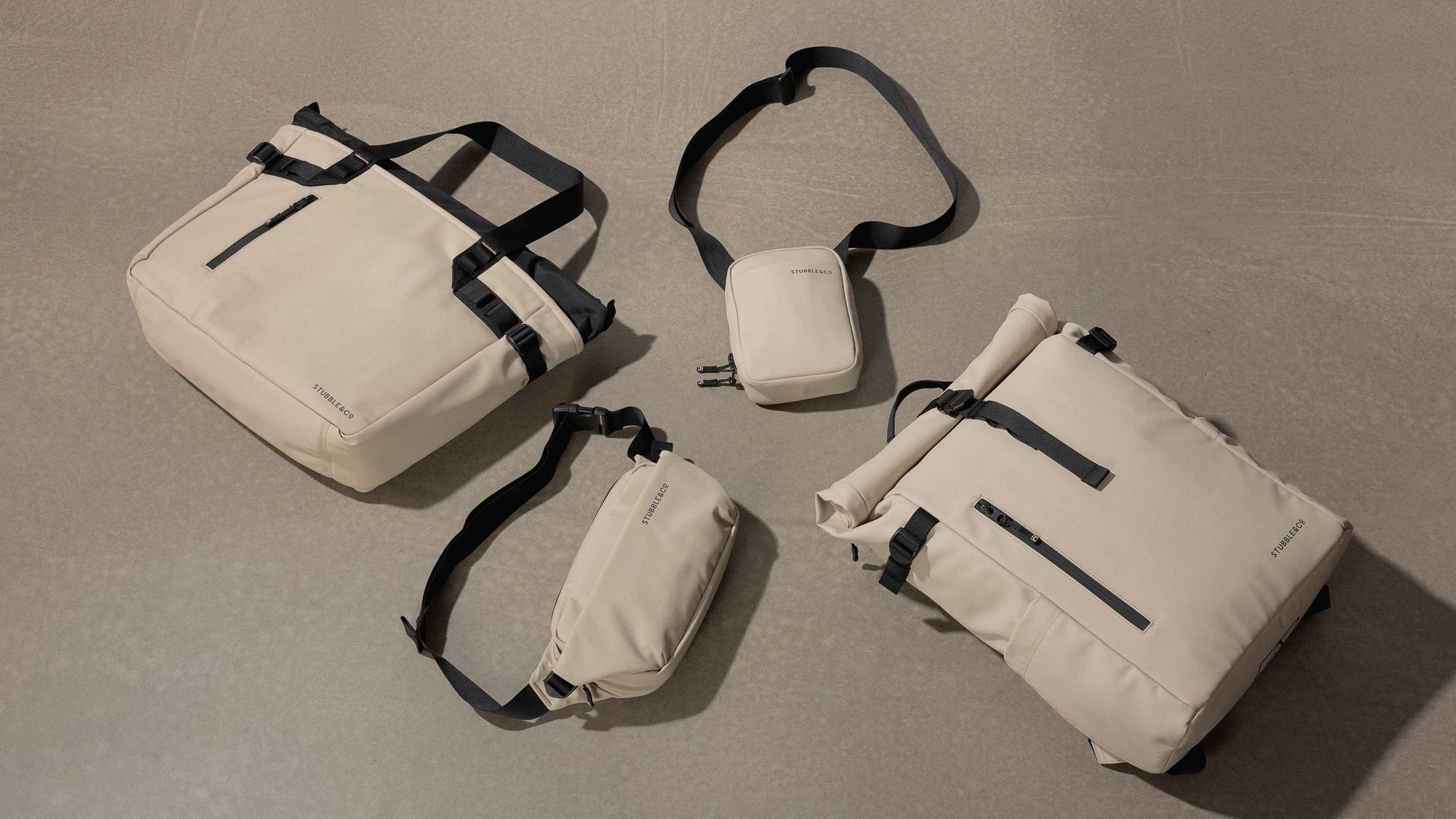 A studio creative of the entire sand rpet collection flat lay