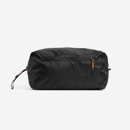 A studio shot of the back and back zip of the shoe bag in All Black