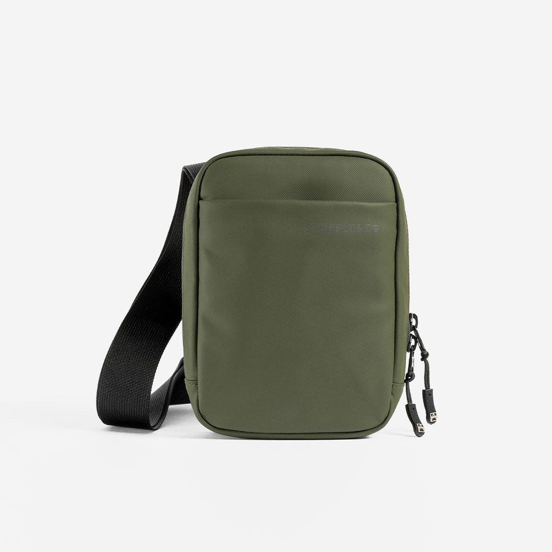 a studio shot of the front of an Urban Green shoulder bag