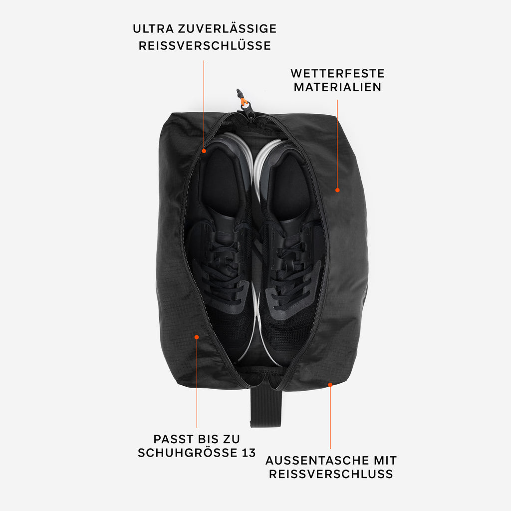 A image annotated with the shoe bag features in german