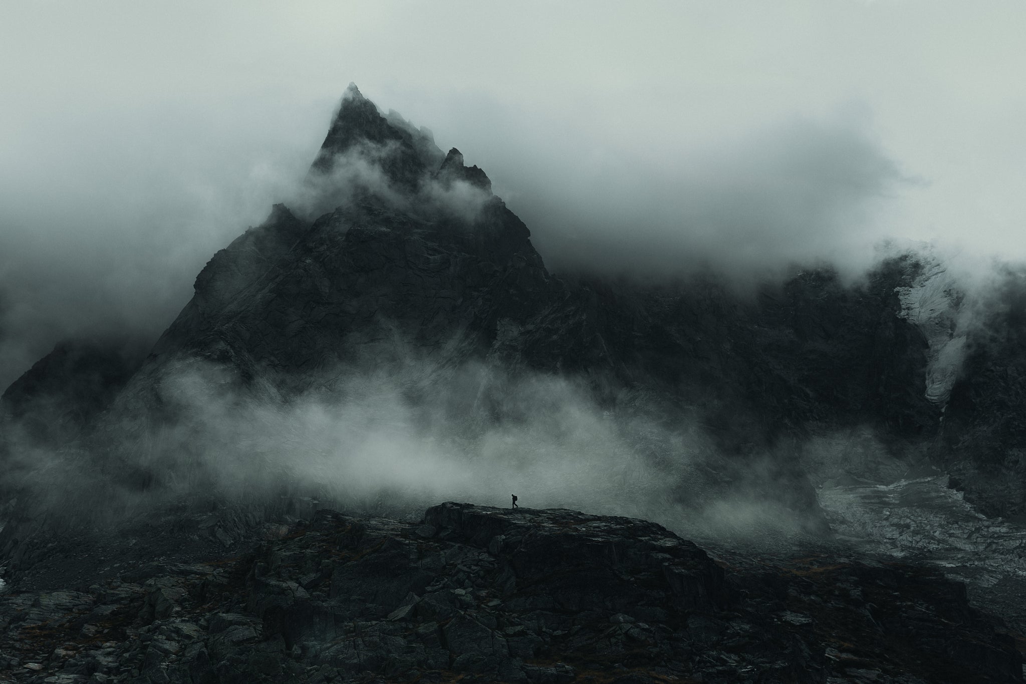 cloudy and mountain scene