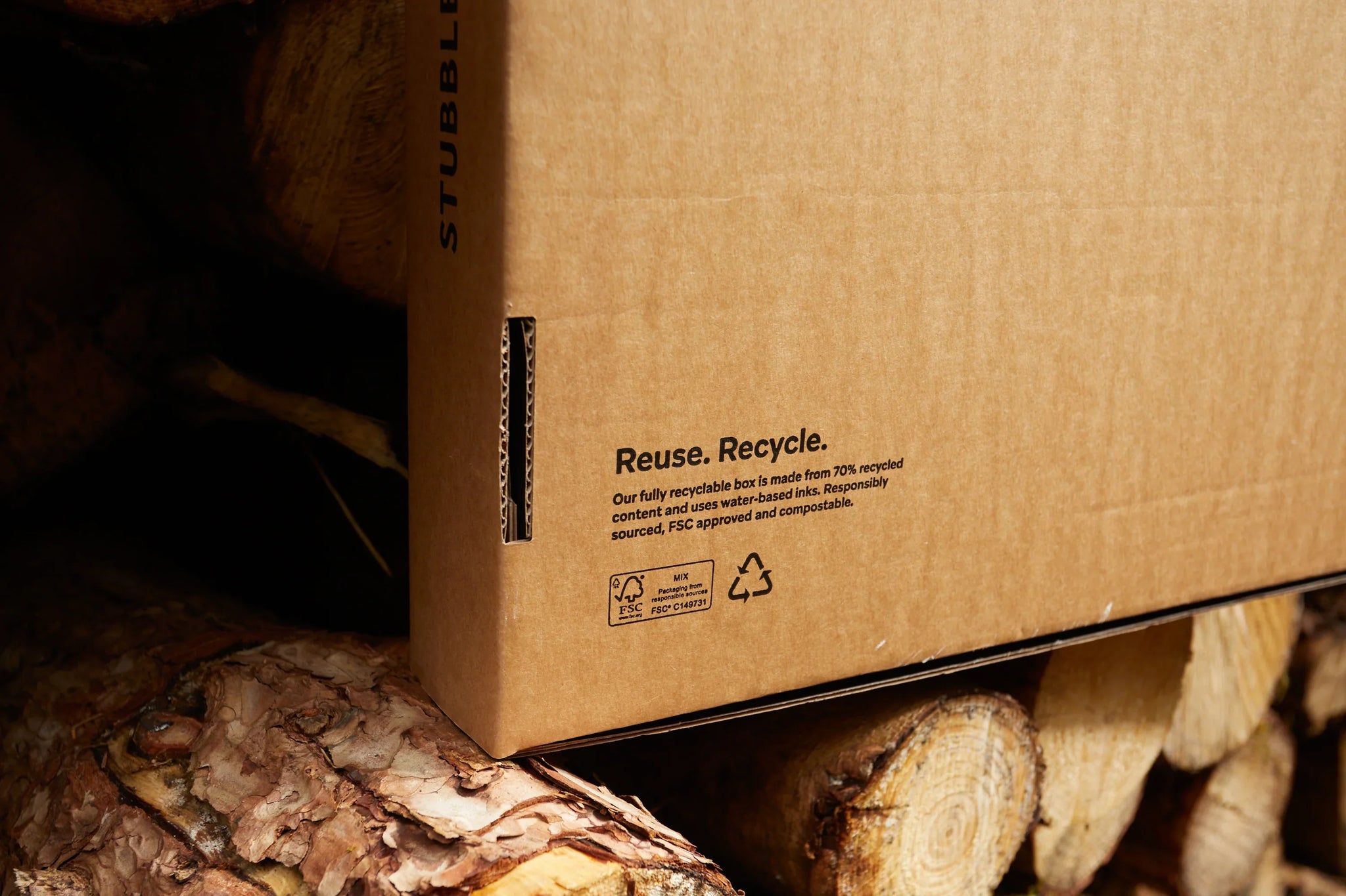 Close up of sustainable cardboard boxes