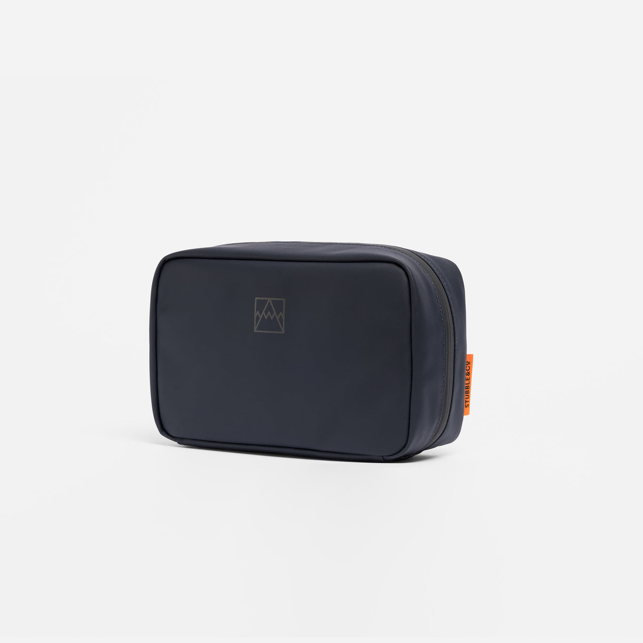 A studio shot of the front of the Tech Bag in Midnight Blue
