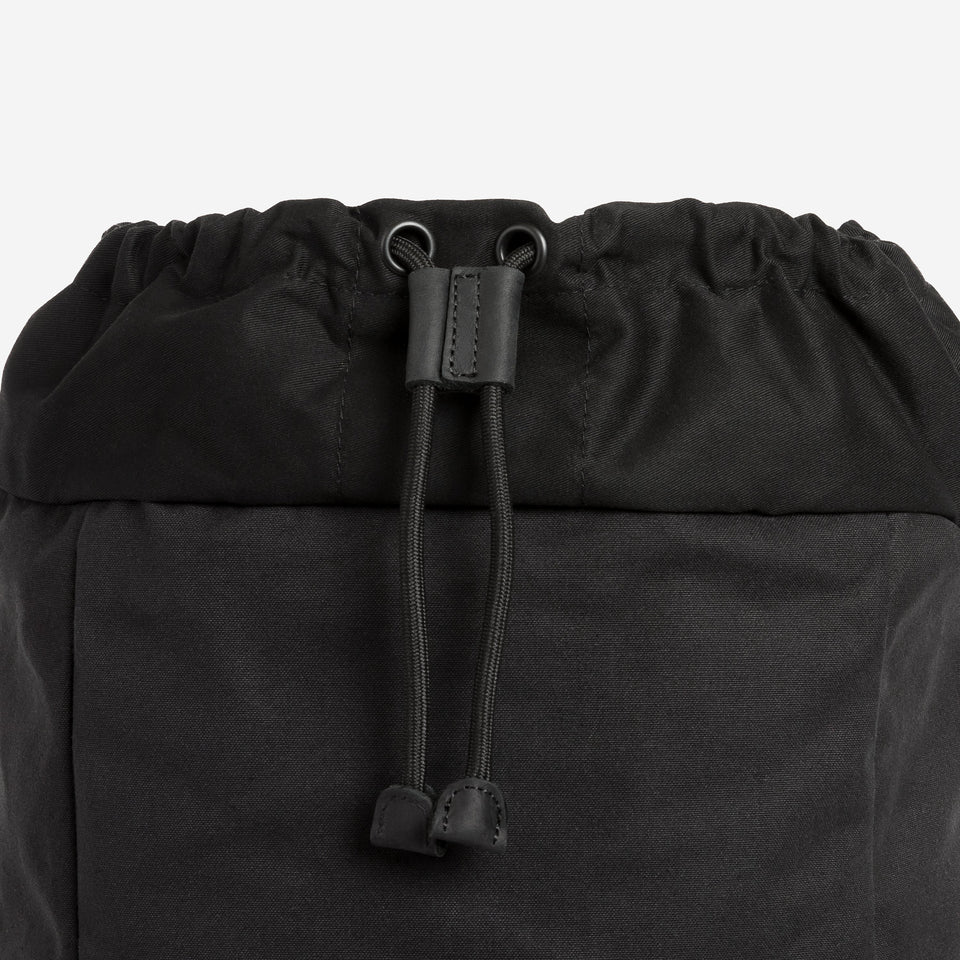 Close up of backpack drawstring closure