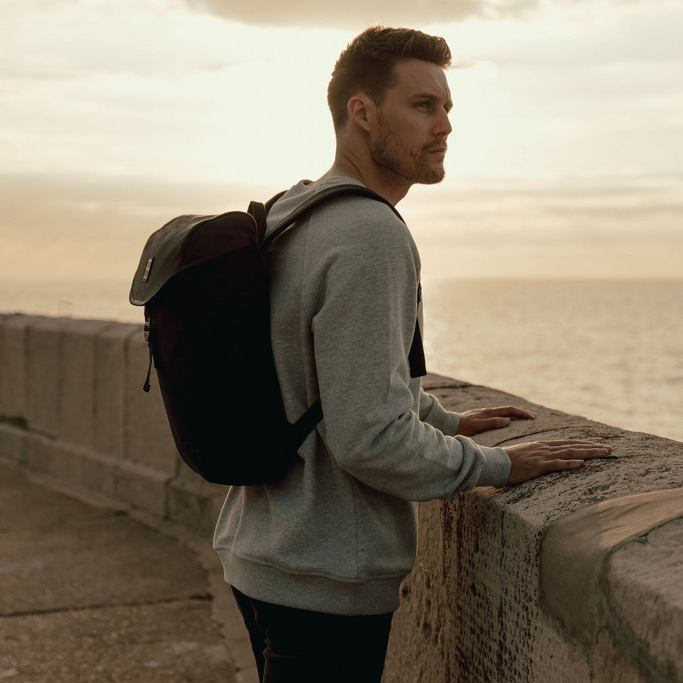 Man wearing The Backpack Mini in Pirate
