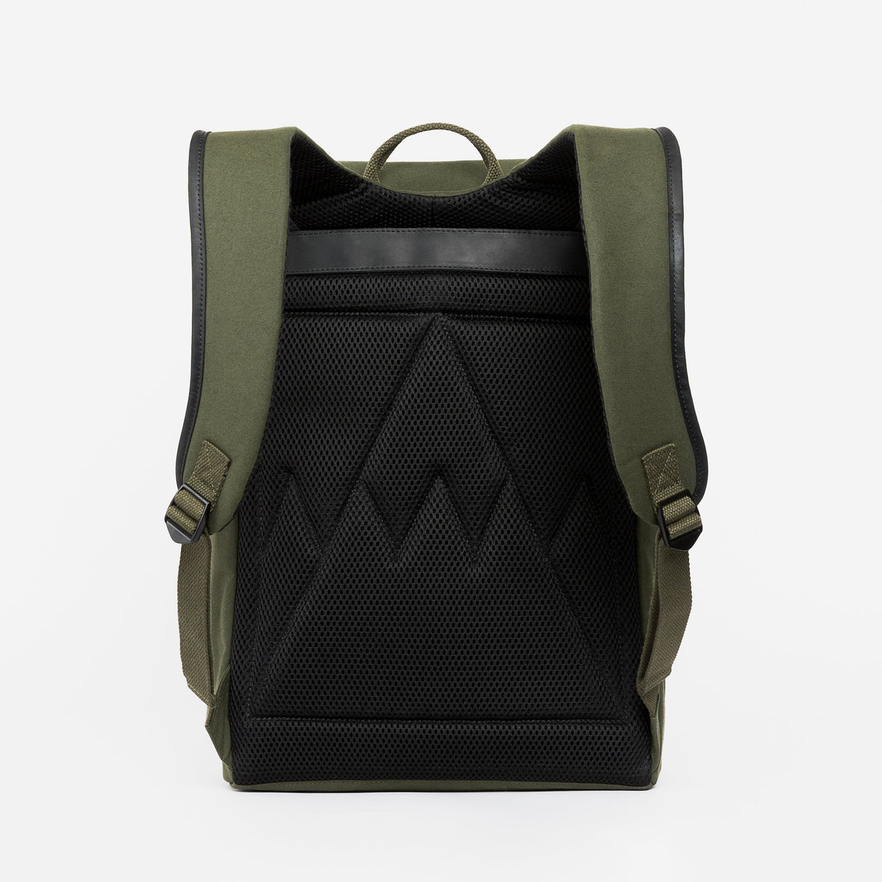 The Backpack in Olive green back view