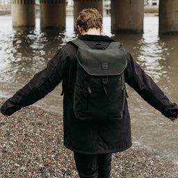 Man wearing The Backpack in Pirate grey