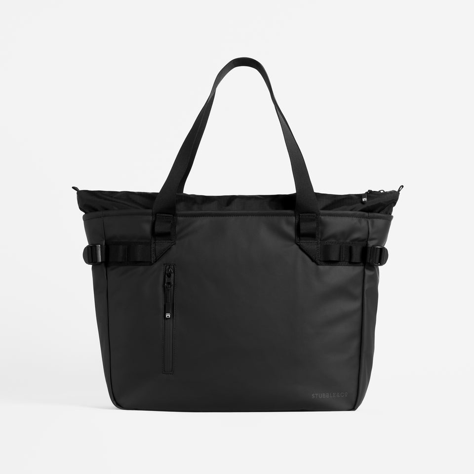 The Tote Bag in All Black front view