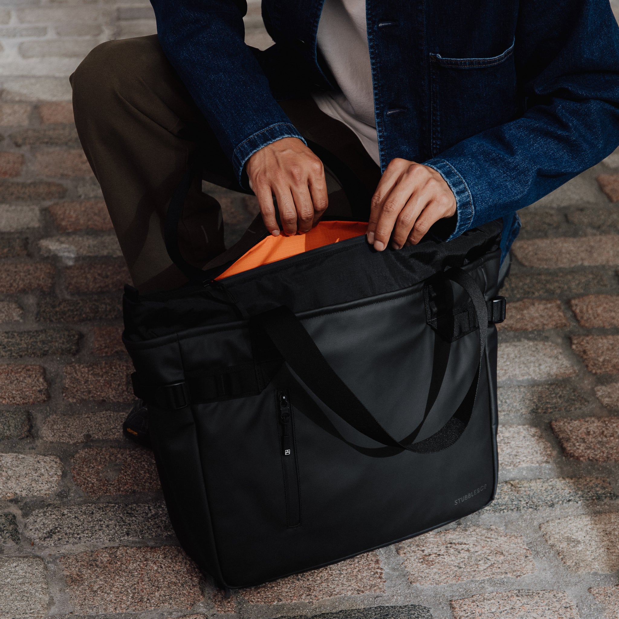The Tote Bag in All Black open view