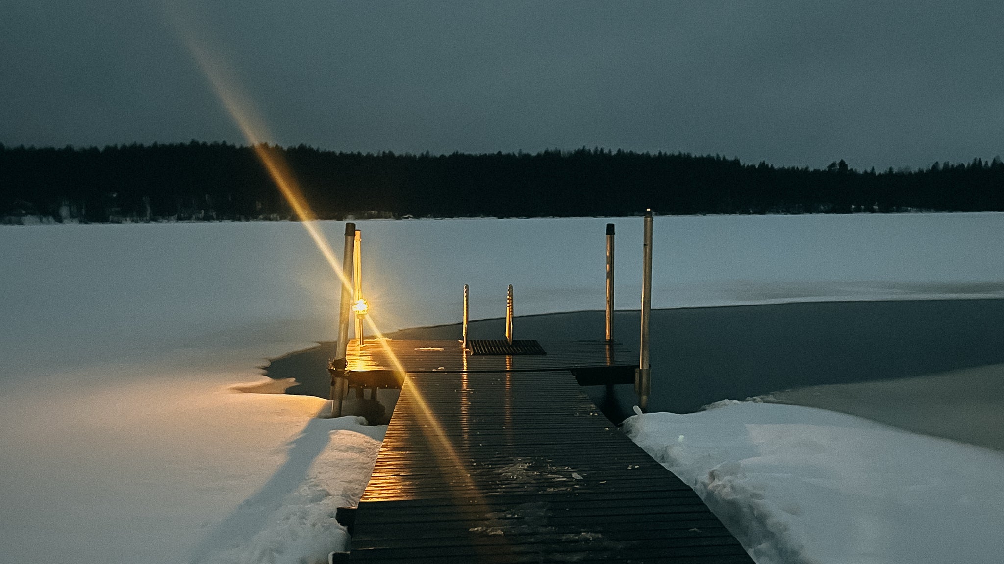 A landscape shot of a frozen lake in Finland