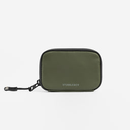 A studio shot of the back of the wallet in Urban Green