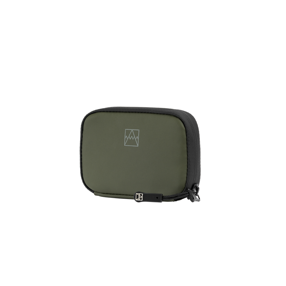 A studio shot of the front and side of a wallet  as cut out transparent PNG- green