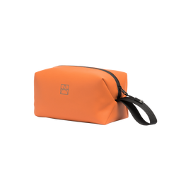 Rust Wash Bag with a black zip and carry strap.