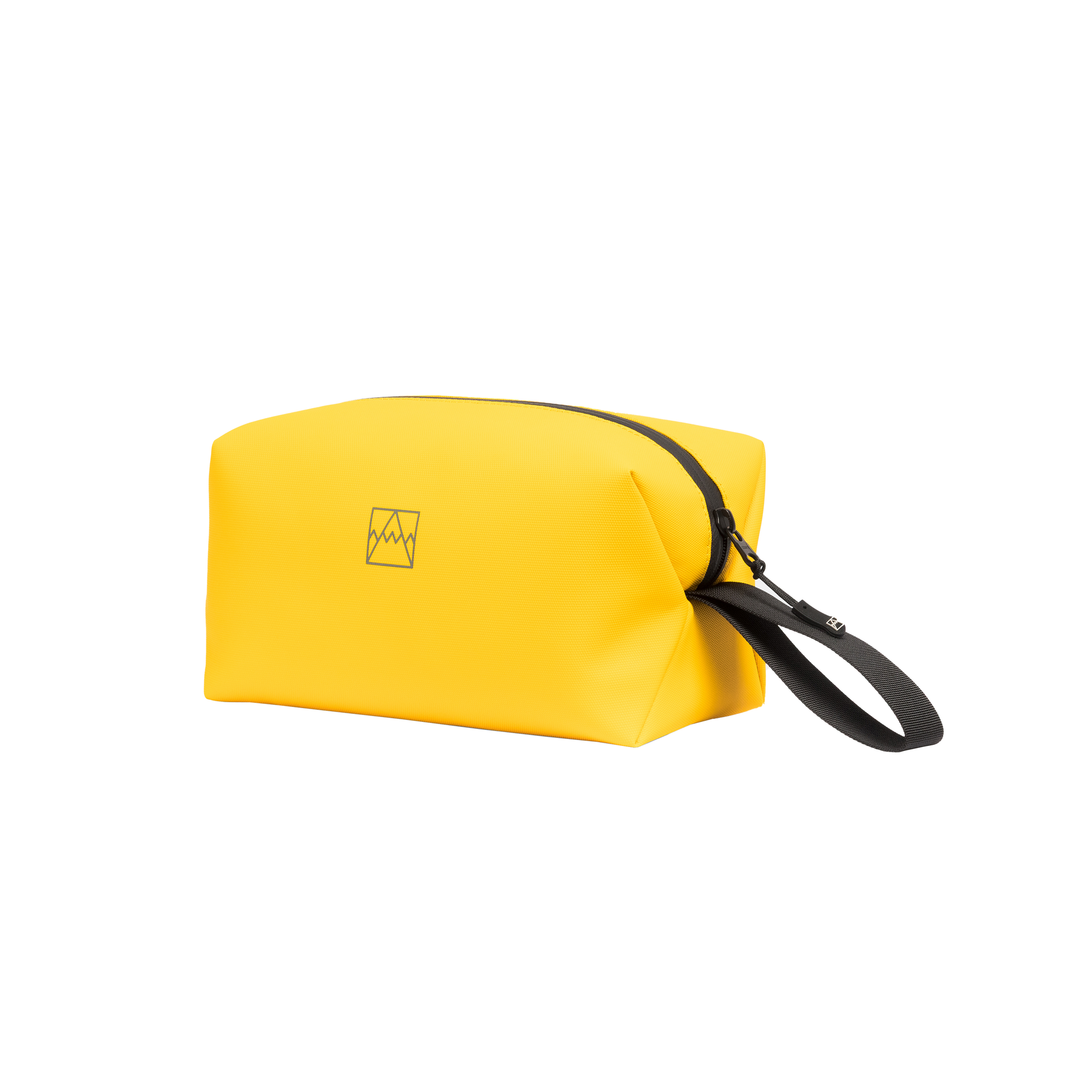 Yellow Wash Bag with a black zip and carry strap.