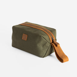 Wash Bag in Olive side view