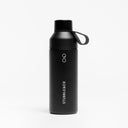 A studio shot of the water bottle by Stubble and Co and Ocean Bottle collaboration in Black