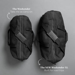 The Weekender duffle bag in All Black comparison