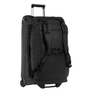 A studio shot of the front and side of an wheeled kit bag 80l as cut out transparent PNG- black