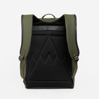Backpack in Olive from the back.
